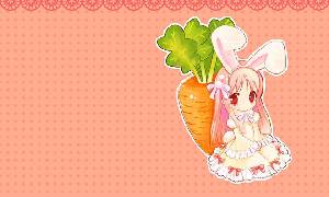 粉紅色的兔子公主與蘿蔔的卡通PPT背景圖片