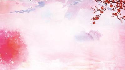 粉紅色的美麗梅花PPT背景圖片