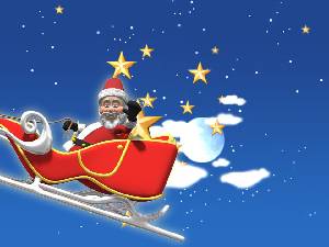 夜空中飞翔的圣诞老人PPT模板