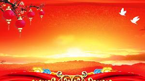 五張紅色喜慶的新年PPT背景圖片
