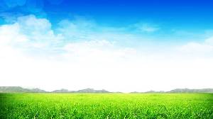 新鮮的藍天白雲草地PPT背景圖片