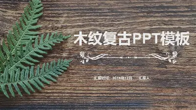 以木纹绿叶为背景的工作计划PPT模板