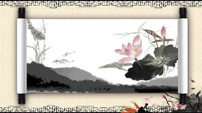 五卷水墨中國風古典PPT背景圖片