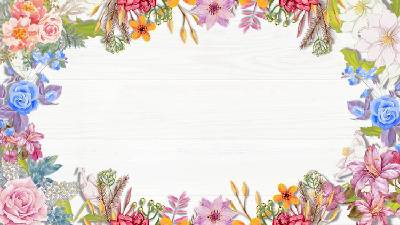 6張精緻的木紋和水彩花卉的PPT背景圖片