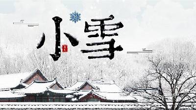 雪村背景雪节介绍PPT模板