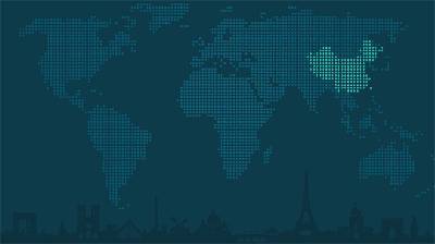 两个蓝色世界地图点阵式PPT背景图片