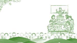 綠色手繪教室PPT背景圖片