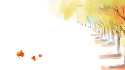 楓葉的水彩秋樹PPT背景圖片