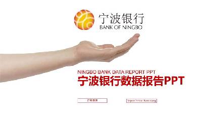 宁波银行数据报告PPT模板与人物手势背景