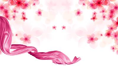 五張粉紅色美麗的桃花PPT背景圖片