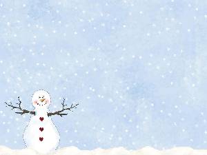 一組雪花松樹雪人聖誕PPT背景圖片