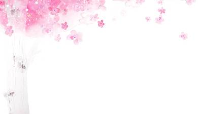 浪漫的粉色水彩树瓣PPT背景图片