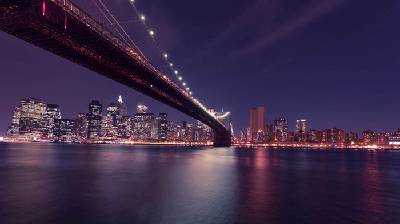 跨海大橋城市夜景PPT背景圖片
