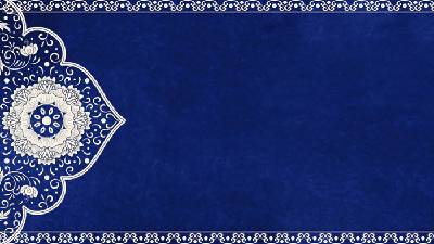藍色古典花卉PPT邊框背景圖片