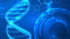 蓝色平面DNA生命科学PPT背景图片