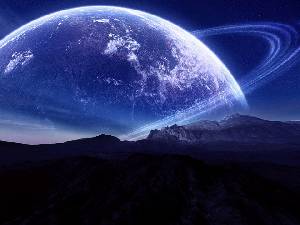 一組美麗的藍色星空星球PPT背景圖片（兩張）