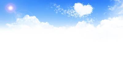 愛心形狀的白雲PPT背景圖片