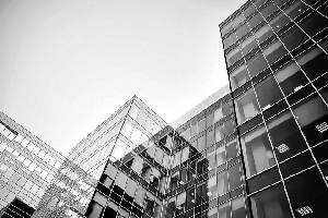 黑色和白色的现代商业建筑PPT背景图片