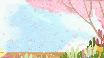 四张美丽的水彩樱花PPT背景图片