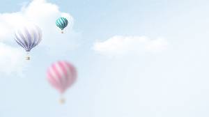 輕盈而夢幻的天空熱氣球PPT背景圖片