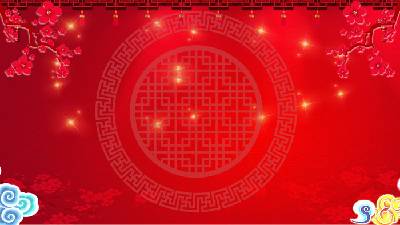 四張紅色喜慶的中國新年PPT背景圖片
