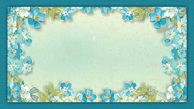 两个蓝色水彩花的PPT背景图片