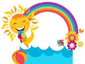 彩虹太陽邊框PPT背景圖片