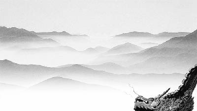 7灰色优雅水墨中国风PPT背景图片