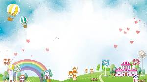 卡通熱氣球彩虹城堡PPT背景圖片