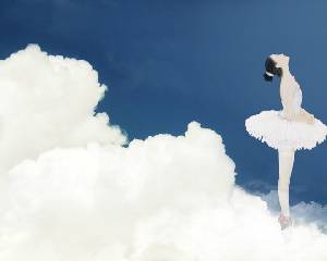 天空中跳舞的女孩PPT背景圖片