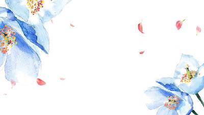 藍色唯美水彩花卉PPT背景圖片