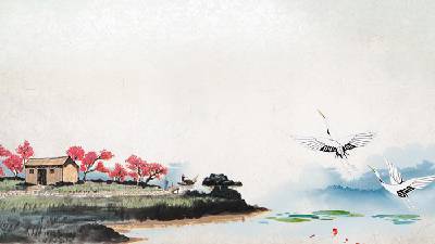四张古典水墨中国风的PPT背景图片