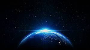 美丽的蓝色地球的黎明PPT背景图片