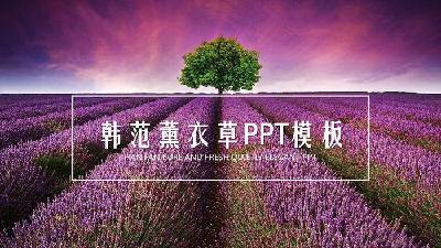 紫色薰衣草背景PPT模板