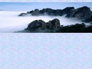 山峰和雲海自然風光PPT背景圖片