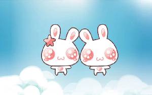 兩隻可愛的卡通小兔子PPT背景圖片