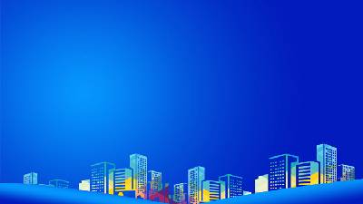兩個商業PPT背景圖片，藍色城市剪影背景