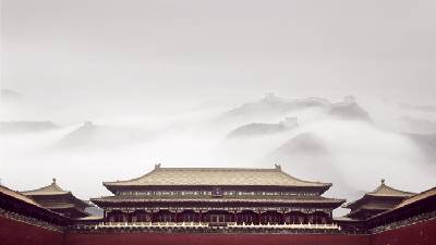 五张精美的中国古建筑PPT背景图片