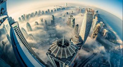 迪拜城市建築PPT背景圖片