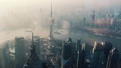 兩張上海城市建築PPT背景圖片