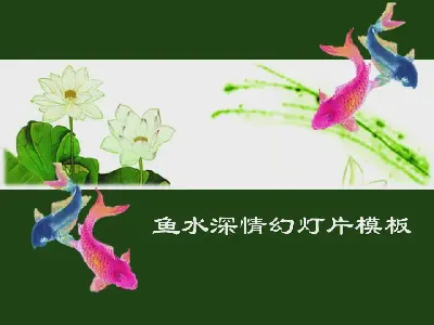 鯉魚和蓮花背景的中國風格幻燈片模板