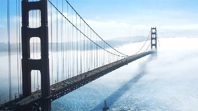 五个美丽的跨海大桥PPT背景图片