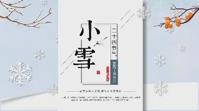 雪花树枝柿子背景雪节介绍PPT模板