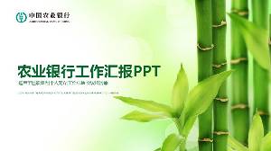 綠色竹子背景的農業銀行工作彙報PPT模板