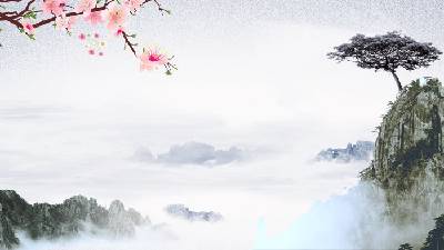 七张水墨山水中国古典风格的PPT背景图片