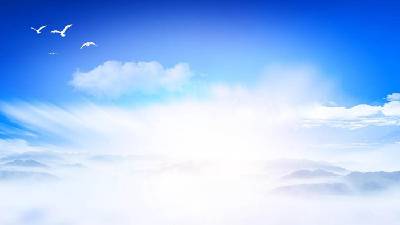 藍天白雲沙漠駱駝大篷車PPT背景圖片