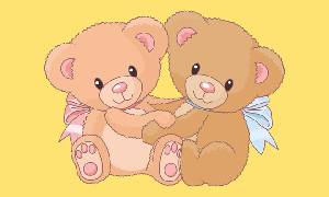 兩隻可愛的小熊卡通PPT背景圖片