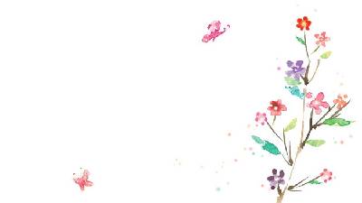丰富多彩的水彩植物蝴蝶PPT背景图片