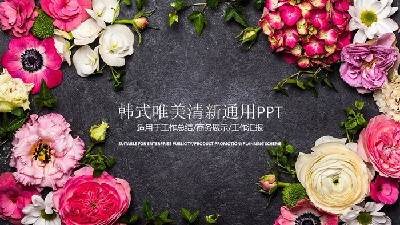 美麗的花卉背景韓式風格PPT模板