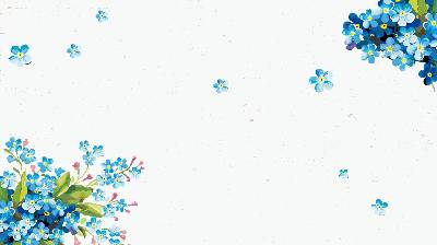 藍色新鮮的動態復古花卉PPT背景圖片